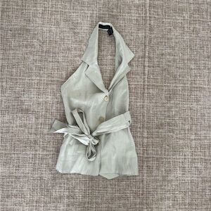 Stylish Gray Halter Top with Belt